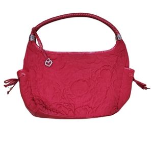 8. Brighton Red Nylon and Leather Shoulder Bag with Braided Strap